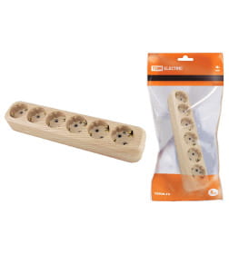 Колодка розеточная 6 гнезд 2П+3 16А 250В "Эко" (сосна) TDM SQ1806-0057