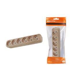 Колодка розеточная 6 гнезд 2П б/з 10А 250В "Эко" (сосна) TDM SQ1806-0056