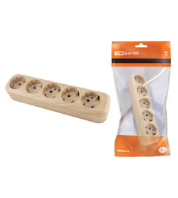 Колодка розеточная 5 гнезд 2П+3 16А 250В "Эко" (сосна) TDM SQ1806-0054