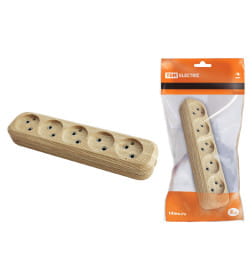 Колодка розеточная 5 гнезд 2П б/з 10А 250В "Эко" (сосна) TDM SQ1806-0053