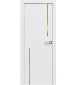 Дверное полотно "Line" 6 ,2000х900х38мм,Эмаль,Белый,золотой молдинг