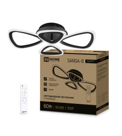 Светильник светодиодный ELEGANT SANSA-B 60Вт 230В 3000-6500K 4700Лм 600х400х75 мм c пультом ДУ черный IN HOME 4690612043333
