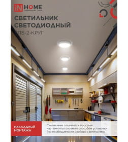Светильник светодиодный СПБ-2-КРУГ 14Вт 230В 4000К 1100лм 210 мм белый IN HOME 4690612020648