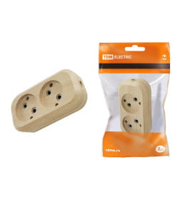 Колодка розеточная 2 гнезда 2П б/з 10А 250В "Эко" (сосна) TDM SQ1806-0045