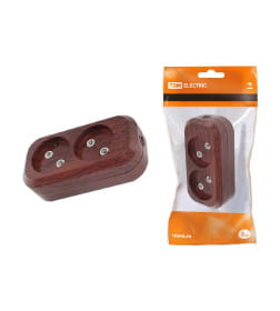 Колодка розеточная 2 гнезда 2П б/з 10А 250В "Эко" (бук) TDM SQ1806-0059