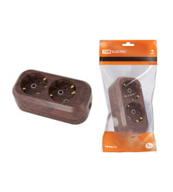 Колодка розеточная 2 гнезда 2П+З 16А 250В "Эко" (бук) TDM SQ1806-0060