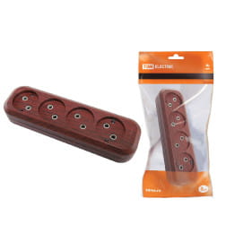 Колодка розеточная 4 гнезда 2П б/з 10А 250В "Эко" (бук) TDM SQ1806-0064