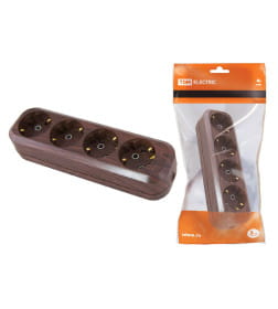 Колодка розеточная 4 гнезда 2П+3 16А 250В "Эко" (бук) TDM SQ1806-0065