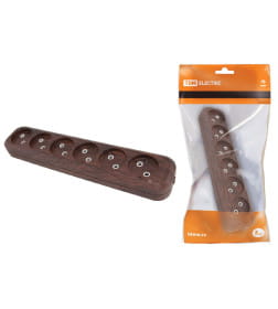 Колодка розеточная 6 гнезд 2П б/з 10А 250В "Эко" (бук) TDM SQ1806-0070