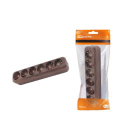 Колодка розеточная 6 гнезд 2П+3 16А 250В "Эко" (бук) TDM SQ1806-0071