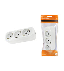 Колодка розеточная 3 гнезда 2П+3 16А 250В (белая) TDM SQ1806-0013