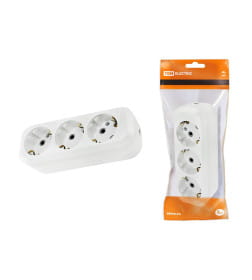 Колодка розеточная 3 гнезда 2П+3 16А 250В (белая) TDM SQ1806-0013