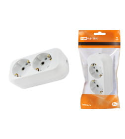 Колодка розеточная 2 гнезда 2П+З 16А 250В (белая) TDM SQ1806-0015