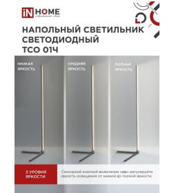 Светильник напольный светодиодный ТСО 01Ч 12Вт RGB, с пультом ДУ, с адаптером черный IN HOME 4690612049212