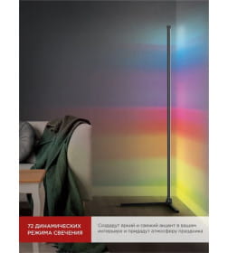 Светильник напольный светодиодный ТСО 01Ч 12Вт RGB, с пультом ДУ, с адаптером черный IN HOME 4690612049212