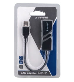 Сетевой адаптер USB3.0(M)/RJ45 (F) Ethernet (черный) Gembird NIC-U3
