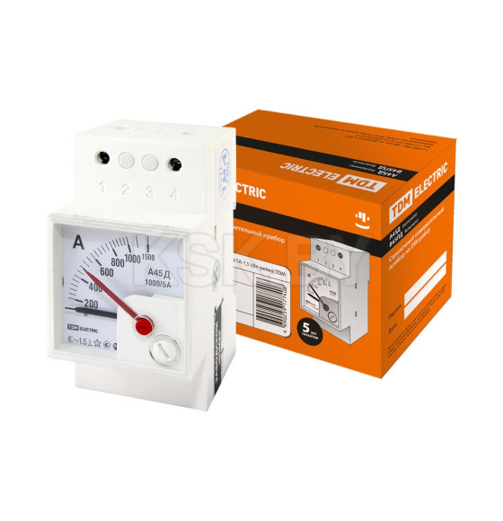 Амперметр А45Д 1000/5А-1,5 (DIN-рейка) TDM SQ1102-0306 (SQ1102-0306) 