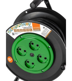 Удлинитель на катушке силовой 4 гнезда, 30 м, б/з, ПВС 4000 Вт TDM народный SQ1307-0543