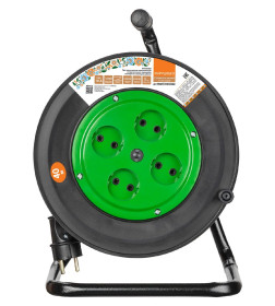 Удлинитель на катушке силовой 4 гнезда, 40 м, б/з, ПВС 3500 Вт TDM народный SQ1307-0534