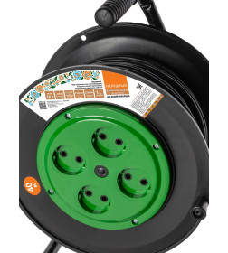 Удлинитель на катушке силовой 4 гнезда, 40 м, б/з, ПВС 3500 Вт TDM народный SQ1307-0534