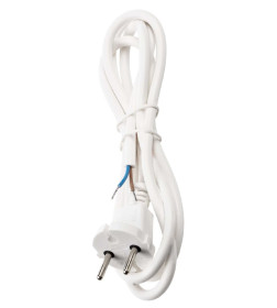 Шнур сетевой с вилкой ПВС 2x0,75 мм² 1,5 м б/з (белый) TDM SQ1305-0071