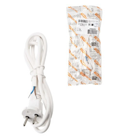 Шнур сетевой с вилкой ПВС 2x0,75 мм² 3 м б/з (белый) TDM SQ1305-0072