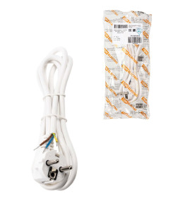 Шнур сетевой с вилкой ПВС 3x0,75 мм² 1,5 м с/з (белый) TDM SQ1305-0075