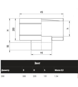Зонт-Д с ветрозащитой (430/0,5мм) Ф200 Ferrum