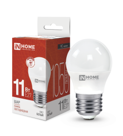 Лампа светодиодная LED-ШАР-VC 11Вт 230В Е27 4000К 990Лм IN HOME 4690612020617
