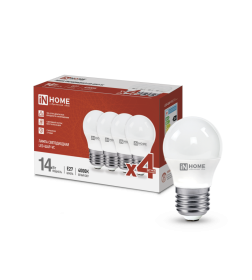 Лампа светодиодная LED-ШАР-VC 4PACK 14Вт 230В Е27 4000К 1330Лм (упак. 4 шт.) IN HOME 4690612052366