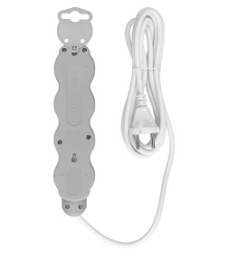 Удлинитель 4 гнезда, 1,5 м, б/з, с з/ш, ПВС 2х0,75 мм2 10А/250В (бело-серый) TDM "Люкс" УЛ4 SQ1303-0226