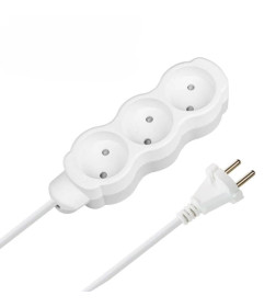 Удлинитель 3 гнезда, 2 м, б/з, с з/ш, ПВС 2х0,75 мм2, 6 А, 250 В, 1400 Вт TDM "Люкс" SQ1303-4001