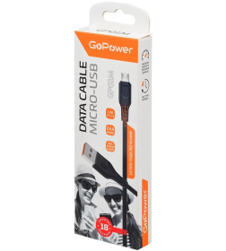 Кабель USB - microUSB 1.0 м 2.4A ПВХ (черный) GoPower GP01M 00-00018564