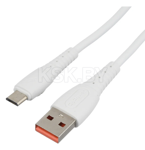 Кабель USB - microUSB 2.4A (силикон белый) GoPower GP07M 00-00022797 (00-00022797) 