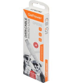 Кабель USB - microUSB 2.4A (силикон белый) GoPower GP07M 00-00022797