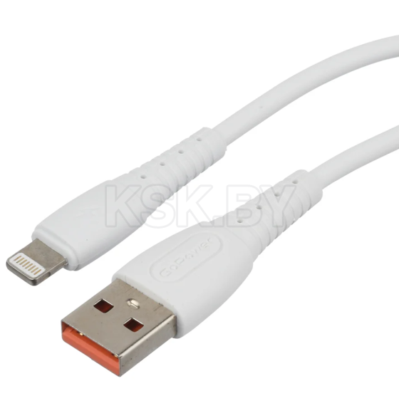 Кабель USB - Lightning 2.4A (силикон белый) GoPower GP07L 00-00022799 (00-00022799) 