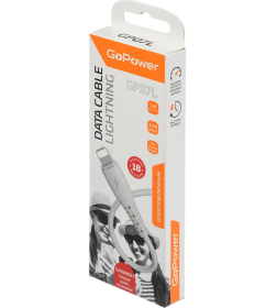 Кабель USB - Lightning 2.4A (силикон белый) GoPower GP07L 00-00022799