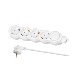 Удлинитель 4 гнезда, 5 м, с/з, с выключателем, с з/ш, ПВС 3х1 мм2, 16 А, 250 В, 3500 Вт TDM "Люкс" SQ1303-4047