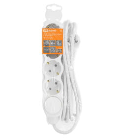 Удлинитель 4 гнезда, 10 м, с/з, с выключателем, с з/ш, ПВС 3х1 мм2, 16 А, 250 В, 3500 Вт TDM "Люкс" SQ1303-4049