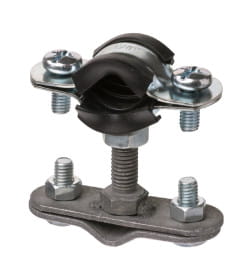 Держатель хомут с резиновым уплотнением Ø15-19 мм для прута Ø6-10 мм, стальной зажим, термодиффузия TDM SQ2402-3200