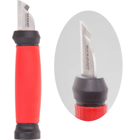 Нож монтажника, нержавеющая сталь, двухсторонняя заточка, лезвие 33 мм REXANT 12-4931