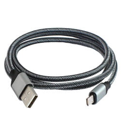 Дата-кабель USB - micro USB, 1 м, тканевая оплетка (серый) TDM ДК 10 SQ1810-0310