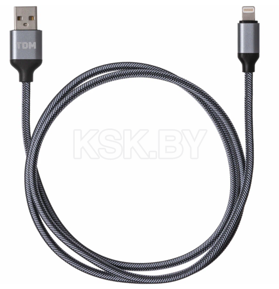 Дата-кабель USB - Lightning, 1 м, тканевая оплетка (серый) TDM ДК 12 SQ1810-0312 (SQ1810-0312) 