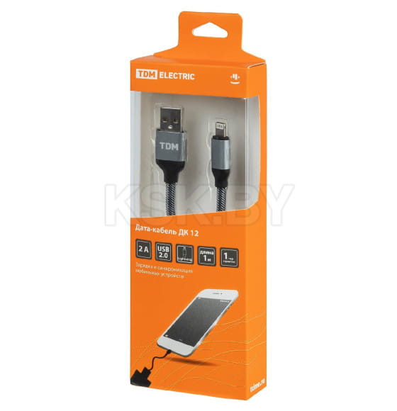 Дата-кабель USB - Lightning, 1 м, тканевая оплетка (серый) TDM ДК 12 SQ1810-0312 (SQ1810-0312) 