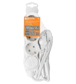 Удлинитель 3 гнезда, 2 м, с/з, с выключателем, с з/ш, ПВС 3х1 мм2, 16 А, 250 В, 3500 Вт TDM "Люкс" SQ1303-4040