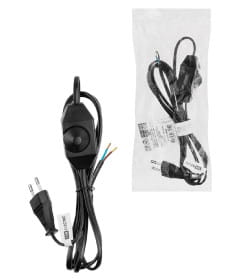 Шнур с плоской вилкой и светорегулятором ШВВП 2х0,5 мм2, 2 м (черный) TDM "Народный" SQ1305-0044