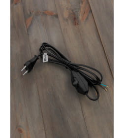 Шнур с плоской вилкой и светорегулятором ШВВП 2х0,5 мм2, 2 м (черный) TDM "Народный" SQ1305-0044