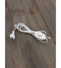 Шнур с плоской вилкой и светорегулятором ШВВП 2х0,5 мм2, 1,5 м (белый) TDM "Народный" SQ1305-0049