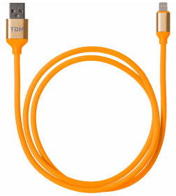 Дата-кабель USB - Lightning, 1 м, силиконовая оплетка (оранжевый) TDM ДК 15 SQ1810-0315