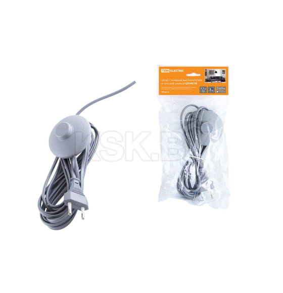 Шнур с ножным выключателем и плоской вилкой ШУН01В ШВВП 2х0,75 мм2 3,5 м (серебристый металлик) TDM SQ1305-0065 (SQ1305-0065) 